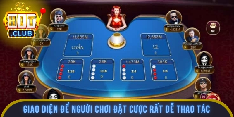 Giao diện để người chơi đặt cược rất dễ thao tác